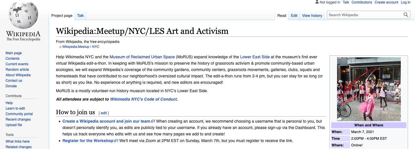 Lower East Side Art + Activism Edit-a-Thon